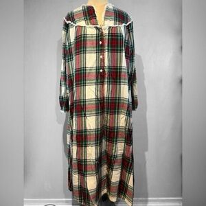 Lanz of Salzburg Holiday plaid cotton flannel night gown size large